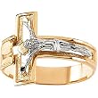 14K Two-Tone Gold Crucifix Man's Ring