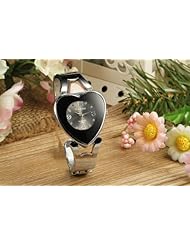 Youyoupifa Black Heart-shaped Silver Strap Fashion Ladies Bracelet Watch