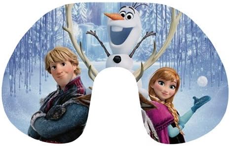 Frozen Disney Olaf Snowman Anna and Kristoff Inflatable Travel Support and Stabilized Neck and Head in Any Polistion Pillows for Sleeping on Airplanes, Cars, Approximate dimension: 17.3"(W) x 10.6" (H)