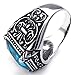 KONOV Mens Crystal Stainless Steel Ring, Classic Gothic, Blue, Size 13