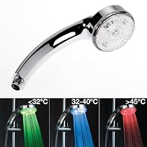 Colour Changing LED Shower Head, Colour Changes with changing Water Temperature