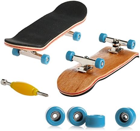 AKBOK Mini Wooden Deck Fingerboard Skateboard For Kids Teens Gift Light Blue