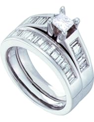 1.42CTW DIAMOND 0.42CT CENTER PRINCESS BRIDAL SET