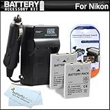 2 Pack Battery And Charger Kit For Nikon Coolpix S6200 S8200 S1200pj Digita ....