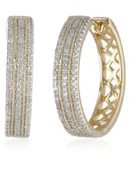 18K Gold Plated Sterling Silver Diamond Hoop Earrings (1/2cttw, I-J Color, I2-I3 Clarity)