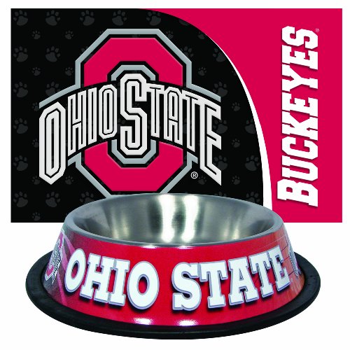 Ohio State Buckeyes Pet Bowl and Mat Combo