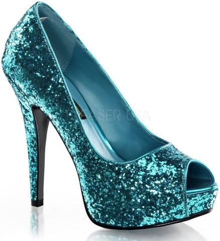 5 1/4" Heel, 1" PF Glitter Peep Toe Pump, 80's, New Wave 5 1/4" Heel 5-11