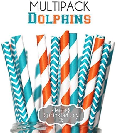 Designer Durable Disposable Drinking Paper Straws (25) Dolphins
