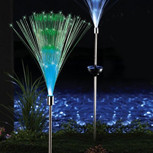 SHARING Lighting Pack of 2 Solar Fiber Optic Light Fountain Garden Stake Lamp