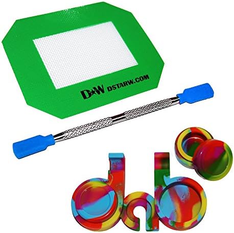 D Station Tie Dye Non Stick Silicone Concentrate Set 5 X 4" Wax Oil Mat Pick Tool with Silicone Tips