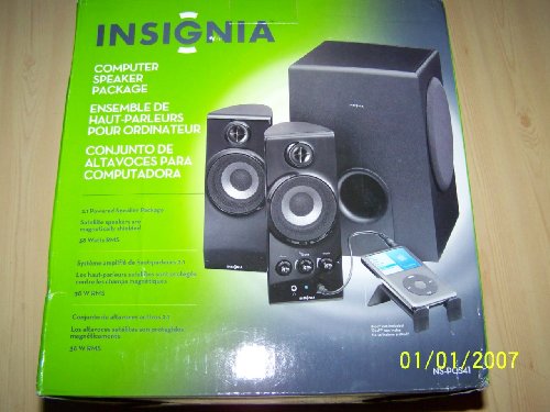 Insignia 2.1 Computer Speaker System NS-PCS41 4 Piece With Subwoofer