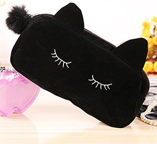 GALLOPJOY Beautiful Embroidery Cat Design Package Case Organizer Zipper Holder Handbag Black