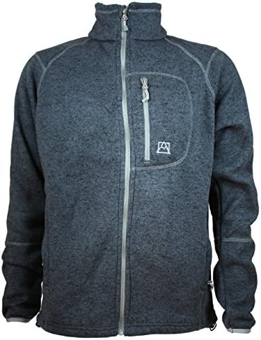 Avalanche Men's Full Zip Sweater Knit Fleece Charcoal Black, X-Large