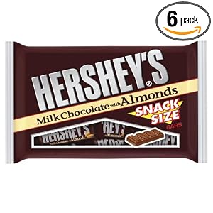 Hershey\’s Hershey\’s Milk Chocolate with Almond Snack Size, 10.78-Ounce (Pack of 6)