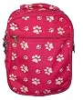 Designer Print Day Pack - Raspberry Paw Design Back Pack (Paw Print Design) Removable Strap - Raspberry with White Paw Prints