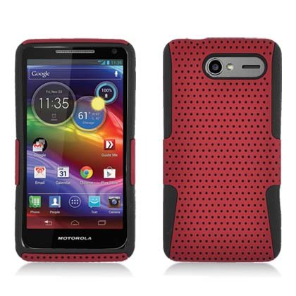 Eagle Cell PHMOTXT901NTBKRD Progressive Hybrid Protective Gummy TPU Mesh Defense Case for Motorola Electrify M XT901 - Retail Packaging - Black/Red