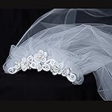 Kids Dream Girls Floral Rhinestone Pearls Satin Comb Veil Headpiece