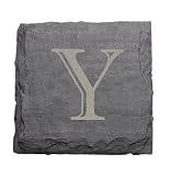 JK Adams Set of Four 4-Inch Square Monogrammed Slate Coasters, Y