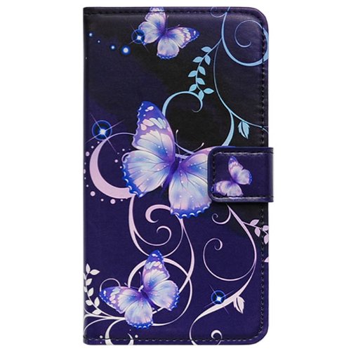 Bfun Packing Purple Butterfly Wallet Leather Cover Case for Samsung Galaxy Note 3 N9000