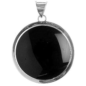 Sterling Silver Black Onyx Large Round Pendant - Artisan Handcrafted in Mexico by SkyeSterling