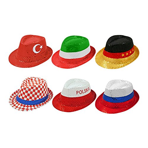Fanartikel Pailletten Hut EM & WM Trilby Hut 7 Länder (Türkei)