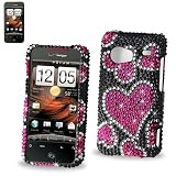 New Fashionable Perfect Fit Hard Diamante Protector Skin Cover (Faceplate/Snap On) Full Rhinestones Diamond Bling for HTC Droid Incredible 6300 Verizon -