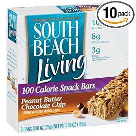 100 Calorie Packs South Beach Diet Peanut Butter Chocolate Chip Bars, 5.88-Ounce, 6-Count Units (Pack of 10)