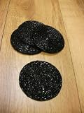 SET OF 4 BLACK ROUND BEADED COASTERS