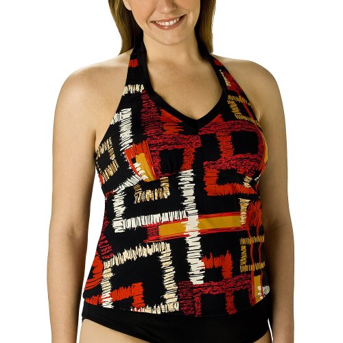 Women's Plus Size Merona Printed Halter Swim Top - Ebony