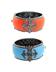 Enamel Diamond Pave Bangle 18kt Yellow Gold Bracelet Silver Victorian Look Jewelry