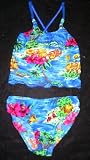 Girls 7-16 2-piece Swimwear Crop Top Bikini Blue Aloha