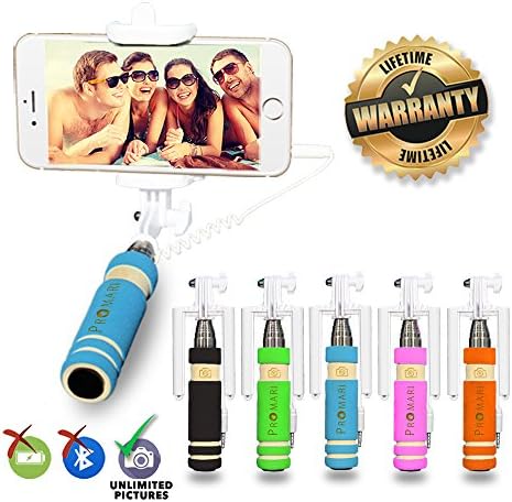 Promari Selfie Stick, The Best Mini Monopod Easy To Use Pocket Size For iPhone 6s, 6, 5s, 5 and Andriod Smartphones - Take Your Selfy Everywhere You Go! (Blue)