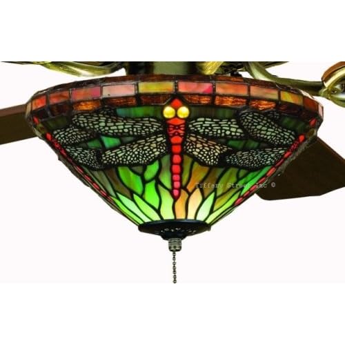 Sky Dragonfly Tiffany Stained Glass Ceiling Fan 52 Inches Width