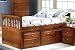 Cherry Captains Bed with Trundle and Storage / Antique Brass Hardware - Twin / Twin