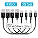 [4-Pack Bundle] Skiva USBLink Lightning to USB Short Length (6 inch / 15 cm) Sync and Charge Cables [Apple MFi Certified] for iPhone X 8 7 Plus 6s, iPad Pro Air mini, iPad 6 & iPod touch [Model:CB134]