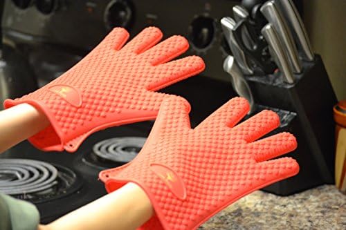 Oven Mitts - Heat Resistant Silicone - Cooking Gloves (Pair) - Best Hand Protection - 30 Day Guarantee