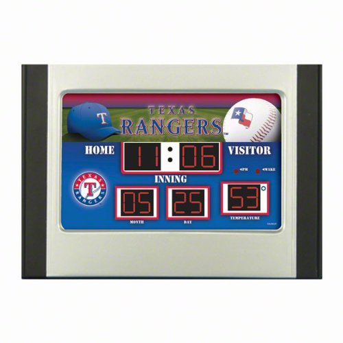 Texas Rangers MLB Scoreboard Alarm Desk Clock (9.5