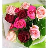 レビュー平均評価★4.5【バラの花束】生花/12本/3,650円/プレゼント/誕生日/ギフト/人気/ランキング/メッセージカード無料