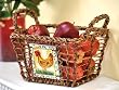 Handcrafted Natural Dried Grass and Twine Basket with Ceramic Rooster Tile