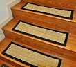 Carpet Stair Treads and Rugs 9x29 - Beach Seagrass, Black Binding, 100% Natural Cotton Binding (Set