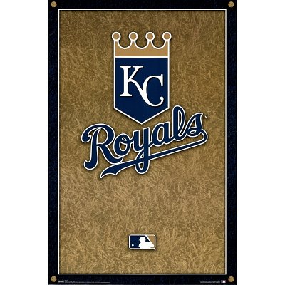 Professionally Framed Kansas City Royals (New Logo) Sports Poster Print - 24x36 with RichAndFramous Black Wood Frame