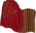 Shawls Wool Tribal Embroidery Clothes India Wear Female Gifts 80 x 40 inches (ktds489)