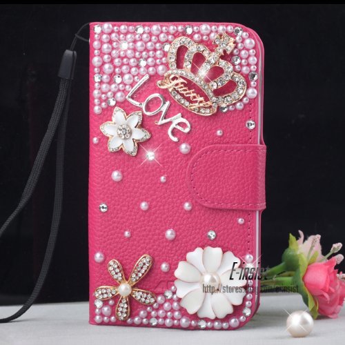 Bling Diamond Wallet PU Flip Leather Hard Case For Samsung Galaxy S2 II T989 T-mobile Phone (RoseRed_Crown) Bling Diamond Wallet PU Flip Leather Hard Case For Samsung Galaxy S2 II T989 T-mobile Phone (RoseRed_Crown)