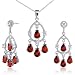Jewelry : Celebrity Inspired 9.00 carats Pear Checkerboard Shape Garnet Pendant Earrings Set in Sterling Silver