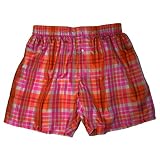 Silk Boxers - XL - Orange Plaid - Royal Silk Boxer Shorts