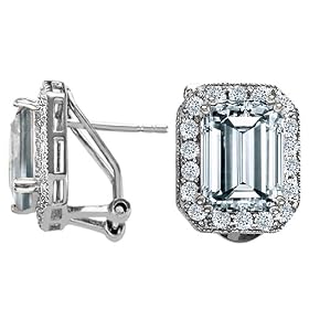 Buy 7.25 cttw 14K White Gold Plated 925 Sterling Silver and Genuine Emerald Cut Aquamarine Earrings -... by Finejewelers