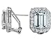 7.25 cts 14K White Gold Plated 925 Sterling Silver and Genuine Emerald Cut Aquamarine Earrings