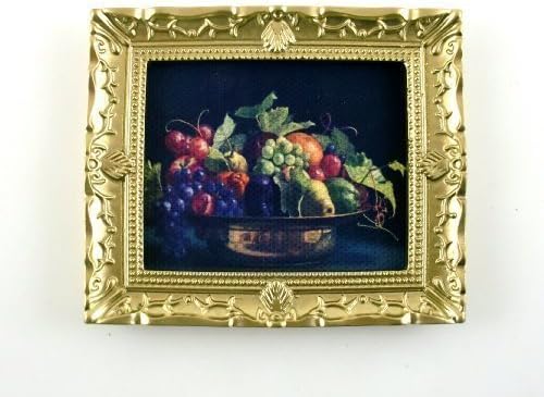 Dolls House Miniature Accessory French Fruit Still Life Painting in Gold Frame by Miniatures World Paris
