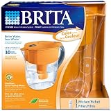 Brita Grand 80-Ounce Water Filtration Pitcher, Orange
