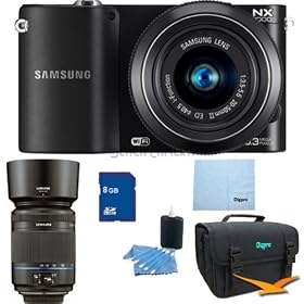 Samsung NX1000 Smart Wi-Fi Digital Camera (Black) Double Lens Bundle With 20-50 mm And 50-200mm Lenses